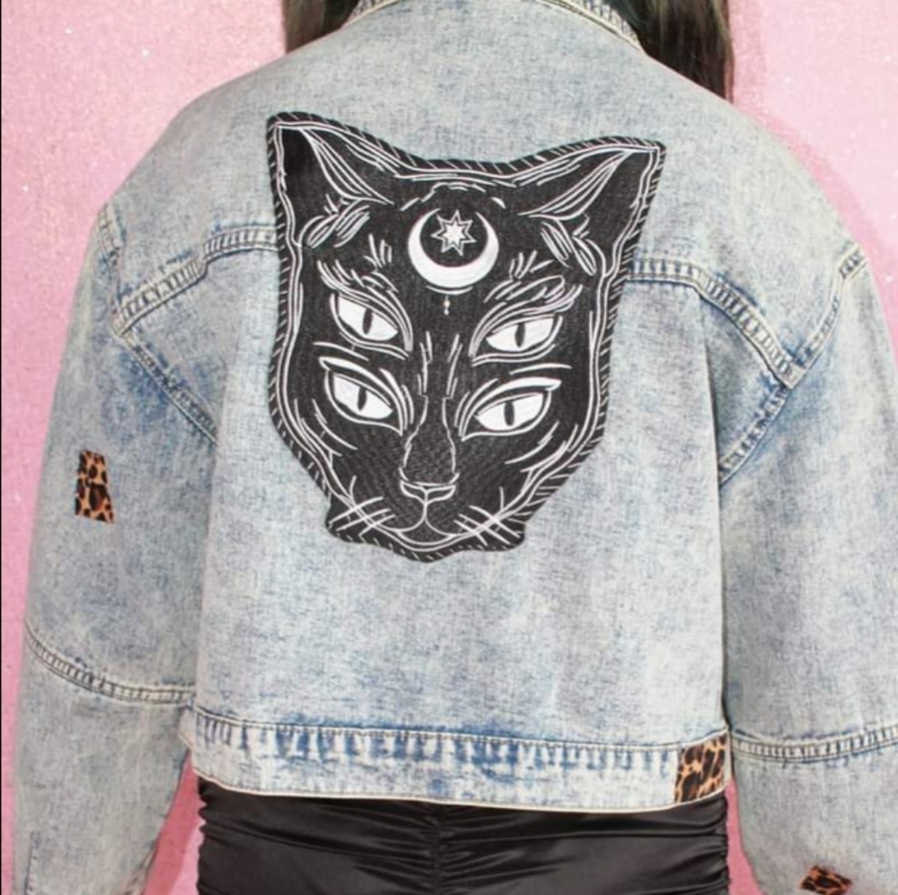 SOLD! Lucipurr! Custom witchy kitty vintage jacket- ONE OF A KIND! - Picture 3 of 16